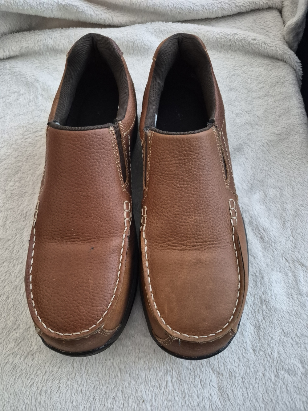 Men's Casual Brown Slip-On Leather Loafers 12 Wide